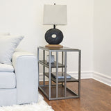 Padena Metal Frame Wood Living Room Chairside Table with Shelf T2574P164635