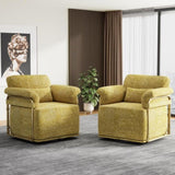 360 Degree Square Swivel Accent Sofa Chair,Fluffy Fabric Lounge Wide Upholstered Reading Chair with W2012P319077