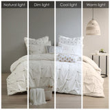 King/Cal King 3 Piece Elastic Embroidered Cotton Duvet Cover Set B03596516
