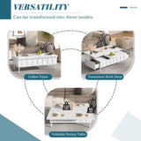 U-Can Lift-Top Coffee Table with 2 Drawers, Modern Space Saving Center Table with N724P292514K