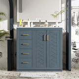 36'' Bathroom Vanity with Ceramic Sink Combo, Solid Wood Frame Bathroom Storage Cabinet, N710P291684C