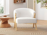 Modern Accent Chair with White Upholstery and Solid Wood Frame, Minimalist Lounge Chair for Living N767P203866W