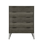 ZUN Contemporary Three-Tone Gray Finish Chest of Drawers Perched atop Metal Legs Acacia Veneer Modern B01146550