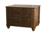 Fluted Nightstand 2-Piece Set, 21.65" Wide Side Table with 3 Drawers, Mid Century Modern Wood W5819P481407