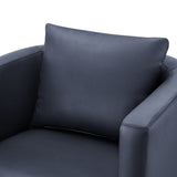 Sutton Midnight Blue Faux Leather Swivel Barrel Chair B050P322588