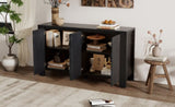 TREXM Retro 4-door Sideboard with Distressed Finish Adjustable Shelves for Dining Room, Kitchen, N715P204444B