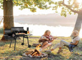 Barrel Charcoal Grill with Offset Smoker, All Metal Smoker with Side Table and Wheels for 04093405