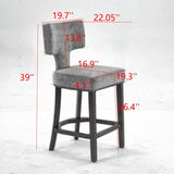 Mid Century Modern Counter Height Bar Stools Set of 2, Farmhouse Linen Fabric Upholstered Accent W1143P296347