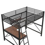 ZUN Full Size Loft Metal&MDF Bed with Desk and Shelf, Black 26455589