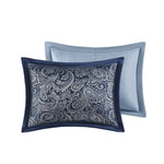 ZUN 5 Piece Jacquard Bedspread Set with Throw Pillows Navy Queen B03597644