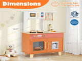 Orange Kids Play Kitchen with Realistic Faucet & Ice Dispenser, Anti-Tipping Pretend Cooking Set for 34281002