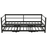Twin Size Metal Daybed with LED and Adjustable Trundle, Pop Up Trundle, Black N750P244915B