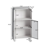 45.28" H Cabinet, Bathroom Floor Cabinet with Glass Door and Shelves, Freestanding Display W757P205953