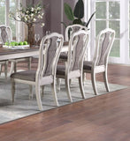 Antique White Set of 2 Chairs Grey Upholstered Tufted unique Design Chairs Back Cushion Seat HSESF00F1825