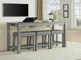 59 Inch Bar, Dining, Sofa with Power Outlet, 3 Upholstered Stools, 4 Piece Bar 81873014