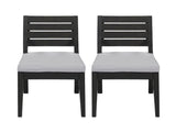 Outdoor Acacia Wood Armless Dining Chair with Cushions , Sandblasted Dark Light 60320.00SDGRY