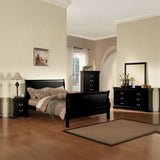 Black Finish Traditional Bedroom Wooden Nightstand 1pc Louis Philippe Style Furniture Two Drawers B011P317178
