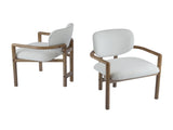 Dining Chairs Set of 2 Upholstered Arm Chairs, Rubber Wood Accent Chairs White Fabric Seating, 300 N779P233060W