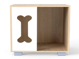 Cat Dog House Dog Bed Side Table Wooden Dog Condo with Bone-shape Window and Thick Metal Legs 58782516
