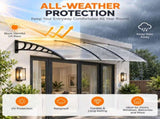 12040 in Transparent Door Awning Canopy, One-Piece PC Sun Panel with Black PP Brackets & Aluminum 48136737