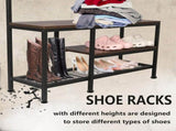 Coat Rack with Shoe Storage, Hall Tree with Bench, 5 in 1 Shoe and Coat Rack for Entryway, with 9 22397418
