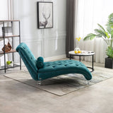 COOMORE Velvet Chaise Lounge Indoor,Button-Tufted Upholstered Chaise Lounge Chair with Pillow for W39538678