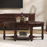 Vintage Oval Coffee Table with Drawer and Storage Shelf, Antique Cocktail Table in 45", French N735P277388D