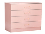 4-Drawer Storage Cabinet with Faux Rose Gold Handles Particleboard Drawer Dresser with Textured 22802785