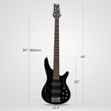 ZUN 44 Inch GIB 5 String H-H Pickup Laurel Wood Fingerboard Electric Bass 40685805