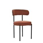 ZUN Brown Boucle Dining Chairs Set of 2,Mid-Century Modern Curved Backrest Chair,Round Upholstered 36105435