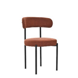 ZUN Brown Boucle Dining Chairs Set of 2,Mid-Century Modern Curved Backrest Chair,Round Upholstered 36105435