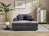 Corduroy Upholstered Chaise Lounge Sofa,Magazine bag,Detachable Cushions Deep Seat for Living W2120P322753