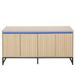 ZUN Carved 4 Door Sideboard with LED, Buffet Cabinet Storage Cabinet Modern Coffee Bar Cabinet With W688P194060