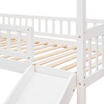 ZUN Twin Loft Bed with Slide, House Bed with Slide,White 93522716