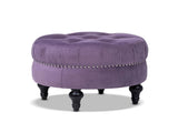 Dawn Tufted Round Ottoman Nailhead Accents, Purple Velvet B2719P238412