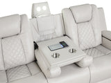 BENZ LED & Power Reclining Sofa Made With Faux Leather in Ice 659436286627