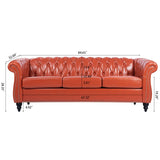 ZUN 84.65" Rolled Arm Chesterfield 3 Seater Sofa W68056682