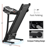 ZUN Folding Treadmill Electric Running 2.5HP Motor 300LBS Weight Capacity Walking Jogging 69516694