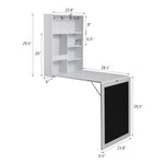 ZUN Floating Wall Mounted Table, Foldable Desk with Storage Shelves and Blackboard - black+white W2181P151572