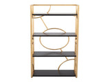 Contemporary Bookcase in Gold Metal and Black Wood B202P223883