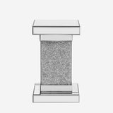 U-Can 11.8'' Silver Square Mirrored End Table LED lights, Modern Side Table N724P179242S