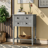 Narrow Console Table, Slim Sofa Table with Three Storage Drawers and Bottom Shelf for Living Room, 66646319