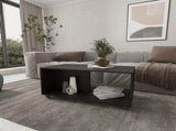 Wengue Coffee Table with Open Storage and Caster Wheels B062P290219