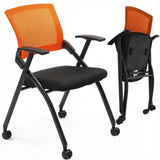 2 Pack Stackable Conference Room Chairs with Wheels, Folding Office Chair with Rebound Back, Padded 78072348