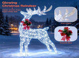 Lighted Christmas Reindeer Decorations, Cold White LED Pre-Lit Xmas Reindeer Set with Glittered 62740462