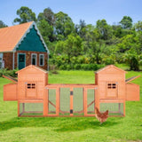 ZUN Outdoor Wooden Chicken Coop, 124" Large Hen Cage Rabbit House, Bunny Hutch with Ventilation Door, 24350594