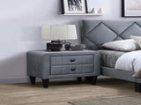 Grey Color Velvet Gorgeous 1pc Nightstand Bedside Table 2x Drawers Bedroom Furniture Sleek Design B011P190167