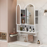 23.62" Modern Double-Arched Mirror Cabinet,2 Doors Medicine Cabinet, Metal Wall Cabinet with W757P314591