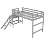 ZUN Twin Loft Bed with Platform,ladder,Grey W50482275