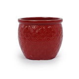 Set of 3 Ceramic Flowerpot, Modern Planter for Patio, Garden, Windowsill - Red W3273P321489